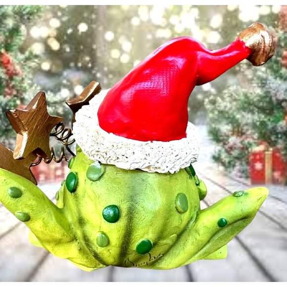 Vintage Russ Christmas Douglas Frog Figurine Ho Ho Ho Santa Hat Toad Gift Peace - Picture 3 of 10